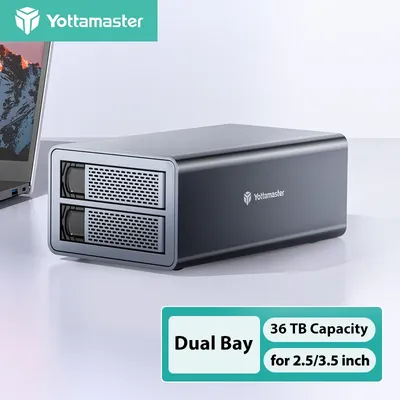 Yottamaster 2-bay RAID External Hard Drive Enclosure for 2.5-inch and 3.5-inch SATA Hard Drive USB