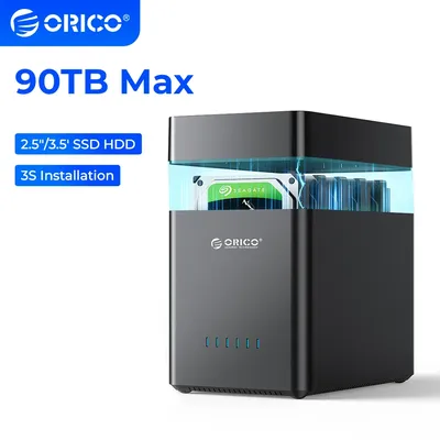 ORICO 5 Bay 3.5 Inch Hard Drive Enclosure Type C Type B USB3.1 Gen1 5Gbps 3.5" SATA HDD MAX 90TB