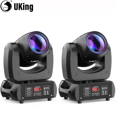 U'King 2Pcs 100W LED Beam Gobo Moving Head Stage Light 18Prism Dazzling Effect DMX DJ Light For Club KTV Disco DJ Party Lighting
