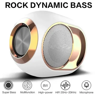 Bluetooth 5.0 HD surround bass stereo speaker, USB/AUX/TF slots, IPX5 waterproof, perfect for