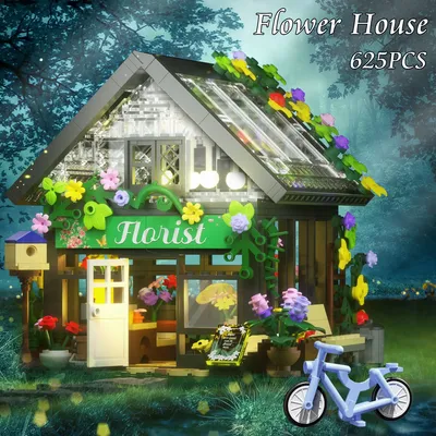 620PCS Flower House Building Blocks Set, Warm Building Blocks Set with LED Lights, Educational Toys