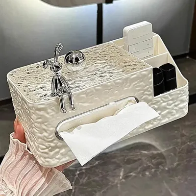 Countertop Toilet Paper Holder Chic Multifunctional Tissue Holder Box Water Wave Side Table Tissue