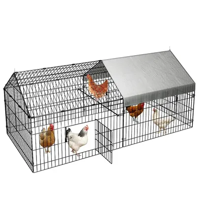 Chicken Coop Run Cage Upgrade 86.6 x 40 x 38 Inches Metal Chicken Fence Pen Pet Playpen Enclosures