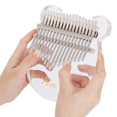 Kalimba Acrylic 17 Key Transparent kitten Thumb Piano Mbira with Tuner Hammer Holder Kalimba Case