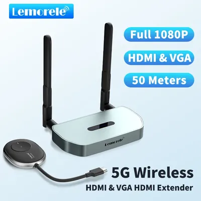 Lemorele HDMI Wireless 1080P60Hz Transmitter & Receiver Kit 5G 50M ransmits Display Dongle for