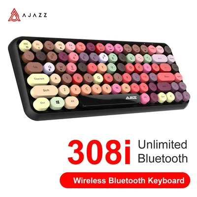 Ajazz 308I Wireless Keyboard 84 Keys Round Keycap Bluetooth Keyboard Portable 2.4GHz Numeric Keypad