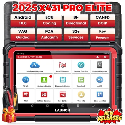 LAUNCH X431 PRO ELITE Car Diagnostic Tool OBD OBD2 Scanner All Systems CAN FD DOIP 32 Reset Services