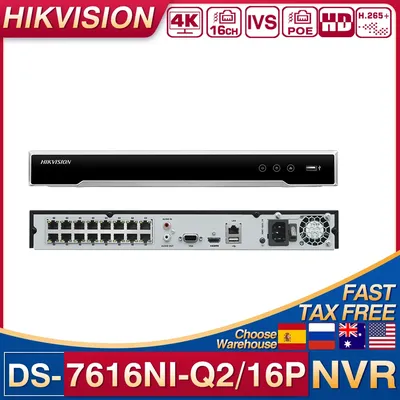 Original Hikvision 4K 16CH 16 PoE Port NVR DS-7616NI-Q2/16P Surveillance Network Video Recorder with