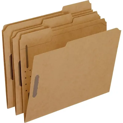 Pendaflex Fastener Folders, 2 Fasteners, Letter Size, Kraft, 1/3 Cut Tabs, in Left, Right, Center