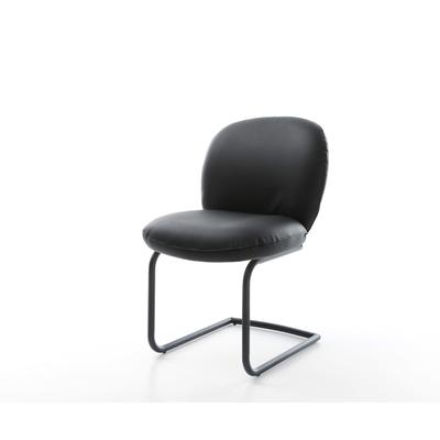 DELIFE Freischwinger Nube-Flex Echt-Leder Schwarz Freischwinger rund Schwarz Taschenfederkern, Esszimmerstühle Image