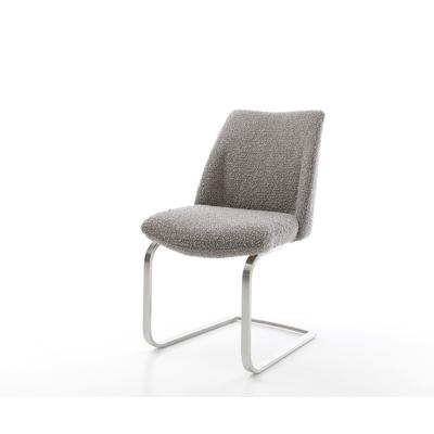 DELIFE Freischwinger Elso-Flex Bouclé Silbergrau Freischwinger flach Edelstahl Taschenfederkern, Esszimmerstühle Image