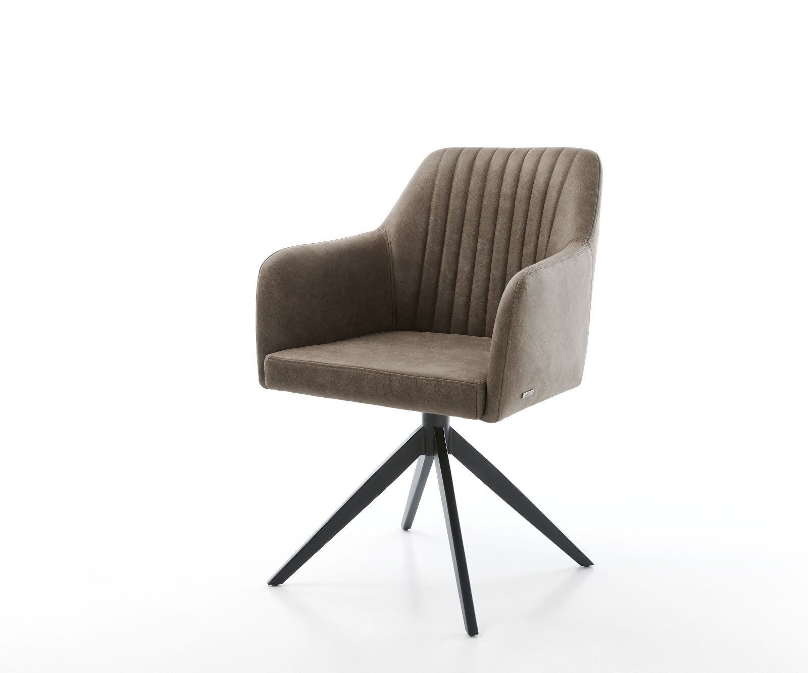 DELIFE Esszimmerstuhl Greg-Flex Mikrofaser Taupe Vintage Kreuzgestell breit Schwarz Taschenfederkern, Esszimmerstühle Image