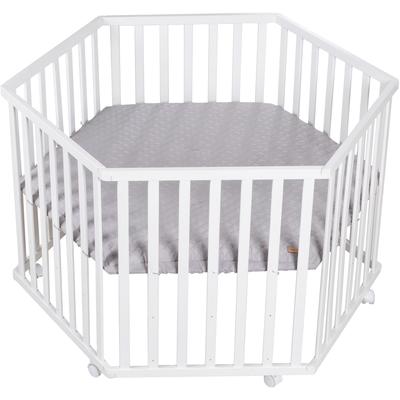 Laufgitter ROBA "Style weiß, 6-eckig", Baby, weiß (weiß, silbergrau), Laufställe, mit Laufgittereinlage silbergrau