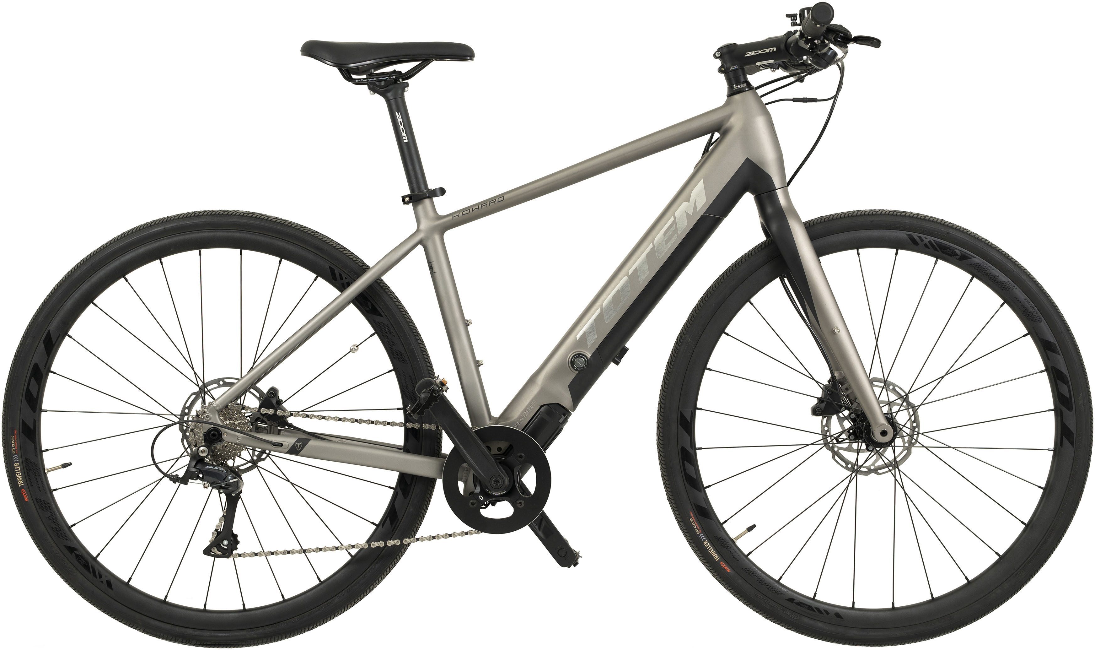 E-Bike TOTEM "HWD" Gr. 48, grau (platin, grau), Elektrofahrräder, 48cm, 28 Zoll (71,12cm), Pedelec, Elektrofahrrad für Damen u. Herren Image