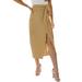 2024 Fashion New Womens High Waisted Tie Wrap Around Bed Skirt Wrap Midi Skirts Chic Maternity Skirt Side Slit Plain Casual Womens Tennis Skirt Summer Long Skirt discounted price