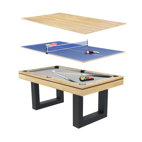 3-in-1-Spieltisch aus Holz mit Billard und Tischtennis