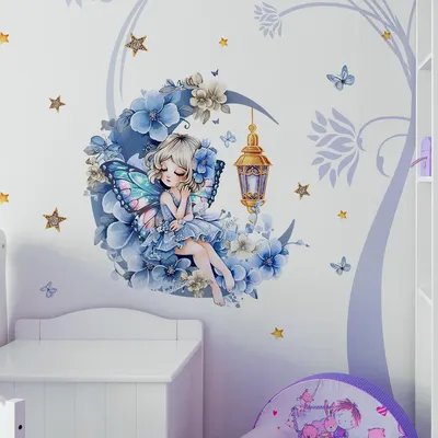 Moon Girl bewegliche kreative Wanddekoration für Zuhause, selbstklebende Kinderzimmerdekoration, Image