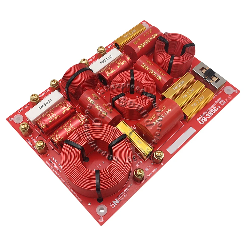 KASUN US-385C Passiver 3-Wege 230W Hi-Fi Audio Frequenzweichenfilter für Lautsprecher Tieftöner/Mitteltöner/Hochtöner 600Hz/4650Hz Image