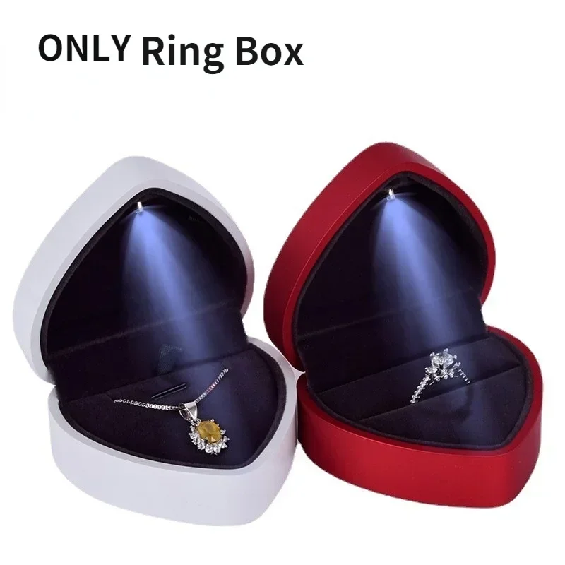 Kreative herzförmige LED-Licht-Schmuckschatulle, High-End-Antrag, Geständnis, Ringbox, Licht, Schmuckschatulle, Anhänger Image
