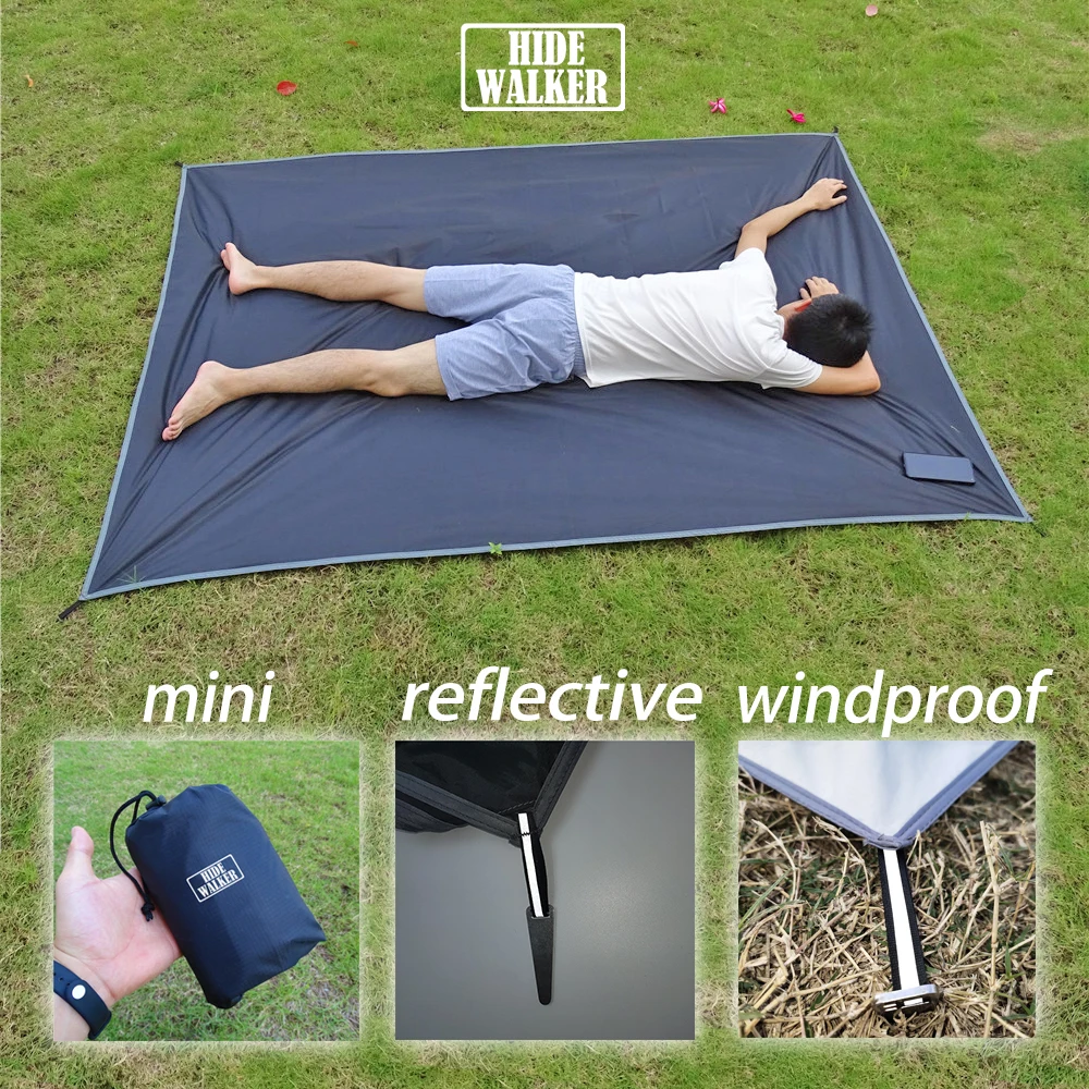 Zelt-Fußabdruck, ultraleichte Taschen-Picknickmatte mit winddichten Pfähten, Outdoor-Camping, tragbar, faltbar, wasserdicht, Zelt-Bodenblatt Image
