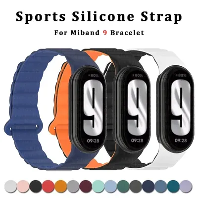 Silikon Magnetband für Xiaomi Mi Band 9 Sport Armband für Xiaomi Uhr Miband 8 Zubehör Uhrengehäuse Image