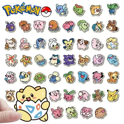 53 Stück Cartoon Pokemon Pikachu Aufkleber für Schreibwaren Gepäck Gitarre Handyhülle Dekoration Image