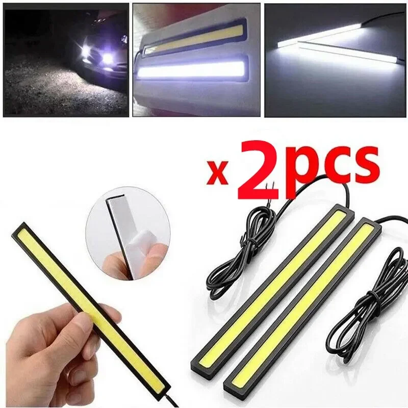 2 stücke 17 cm Universelle Wasserdichte Tagfahrlicht COB Nebel Lampe Auto Styling Led Tag Licht DRL Lampe Nebel bar Lampe Streifen Lichter Image