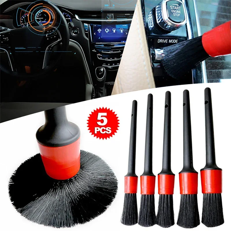 5PCS Auto Detaillierung Pinsel Sauber Sitz Detail Pinsel Auto Waschen Schlitz Pinsel für Reinigung Auto Innen Image