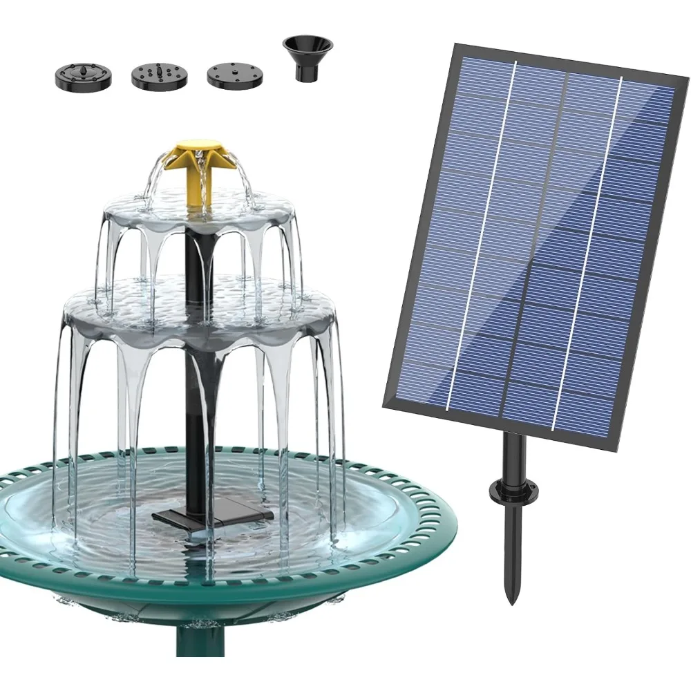 2,5 W/4 W Solar-Wasserpumpe mit Direktantrieb, geteilter Boden, Plug-in, dreilagiger fließender Solarbrunnen mit 4 Düsen für den DIY-Wasserdurchfluss