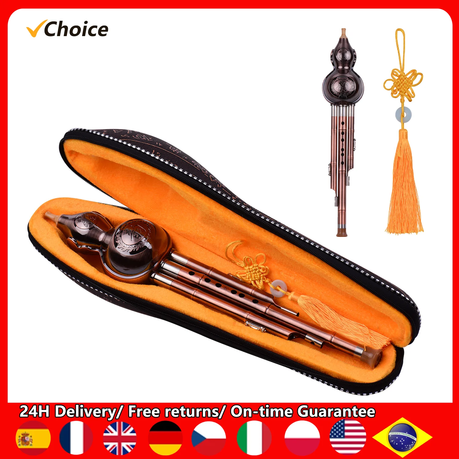 3 Ton C-Key Hulusi Kürbis Kürbis Flöte Aluminium mit kupfer beschichteten Rohren chinesische traditionelle Instrument Kürbis Flöte Image