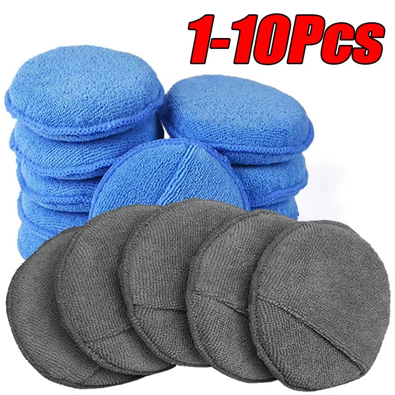 10Pcs Auto Detaillierung Applikator Pads Auto Pflege Wachsen Polnischen Schwämme Weiche Mikrofaser Runde Tasche Schaum Schwämme Auto Reinigung Werkzeuge Image