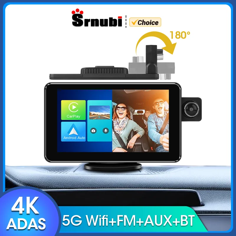 Srnubi 7 "4k adas carplay & android auto auto dvr wifi bluetooth aux fm dash cam gps navigation 24h park monitor video recorder Image