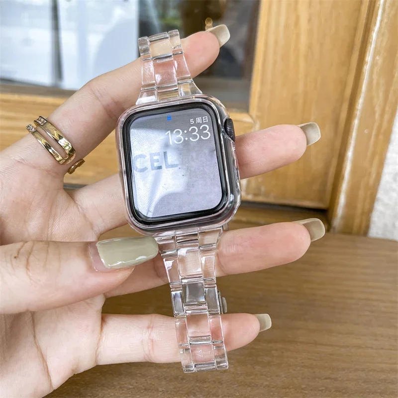 Schlankes transparentes Armband für Apple Watch 44 mm 40 41 45 mm Serie SE 654 Regenbogenarmband auf Smart für Iwatch 38 42 mm Armband Image