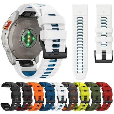 Zweifarbiges Sport-Silikon-Uhren armband für Garmin Fenix 7 7x Pro 6 6x5 5x plus/epix 2 47mm 51mm/tactix Quick fit 26mm 22mm Armband Image