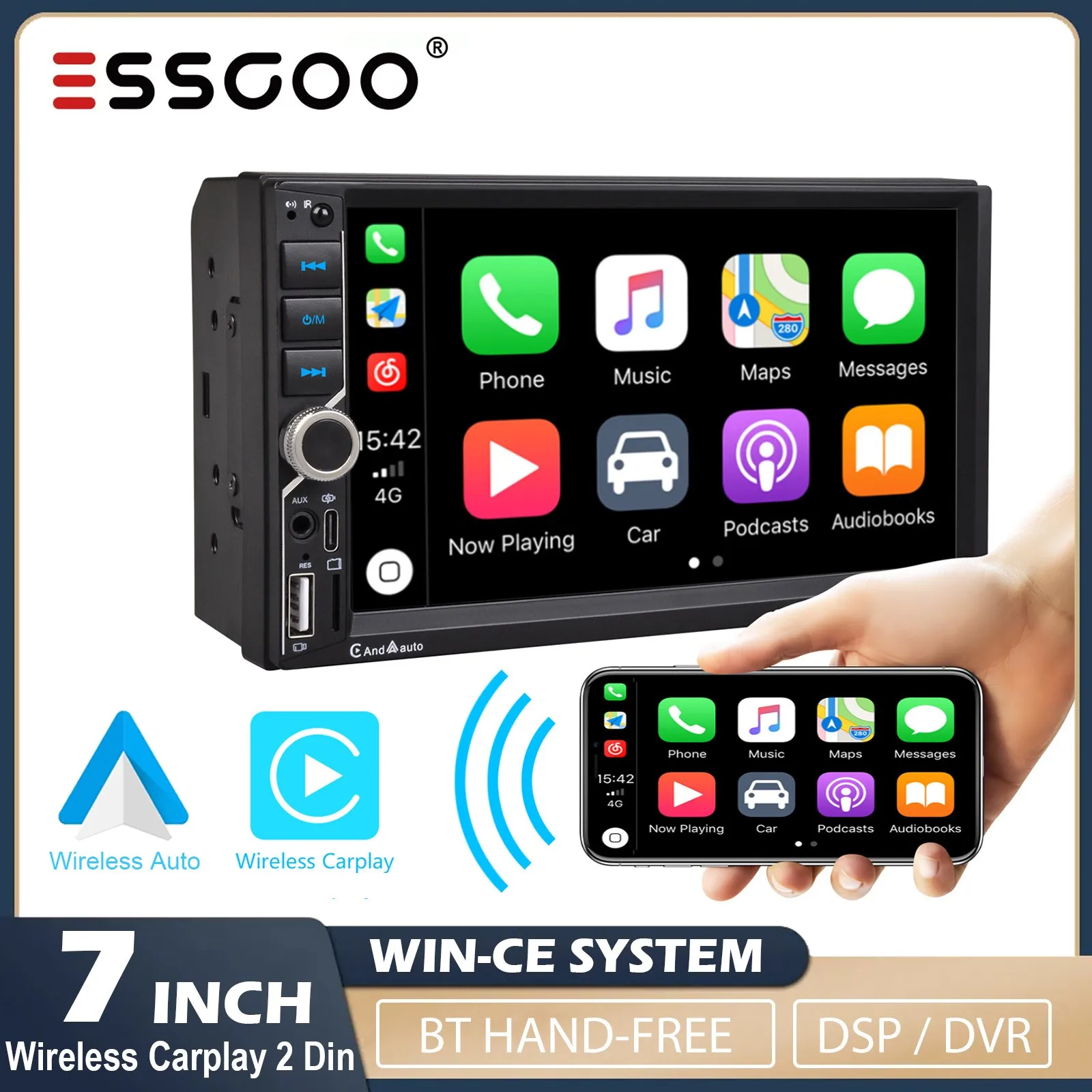 ESSGOO 7 "Per Carplay 2 Din Auto Mp5 Radio Touch Screen Stereo FM Audio Stereo Lettore SD Supporto USB BT Macchina Fotografica HD Mp5 Autoradio