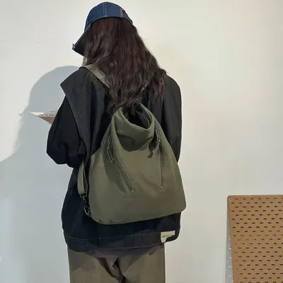 Women's Backpack Multi-Purpose Bag Large Capacity Pure Color Design Versatile Commuter Crossbody Bag Personalized Trendyy Canvas Bag Shoulder Bag Backpack