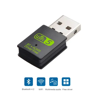 600Mbps USB WiFi Bluetooth-compatible Adapter Dual Band 2.4/5.8Ghz Wireless External Receiver WiFi