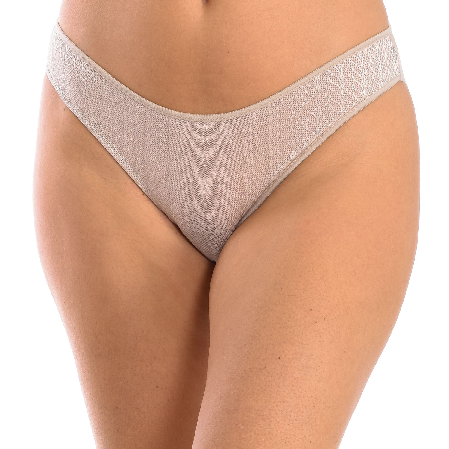 Bikini-Unterteil aus Mikrotüll mit Fischgrätenmuster für Frauen, Modell 3095. Elegant, weich und mit einer perfekten Passform. Image