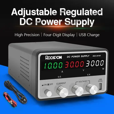 RDD-3010D Adjustable DC Power Supply for Lab Use: DC 30V 10A, USB 5V Output, AC 220V/110V