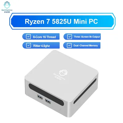 GenMachine New AMD Ryzen 7 5825U Windows 11 MINI PC DDR4 16GB RAM 512GB SSD WIFI6 RTL8852, BT5.2