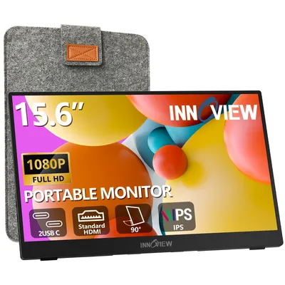 InnoView Portable Monitor 15.6" 1080P USB C HDMI Ultra-Slim Laptop Second Screen Extend for MacBook