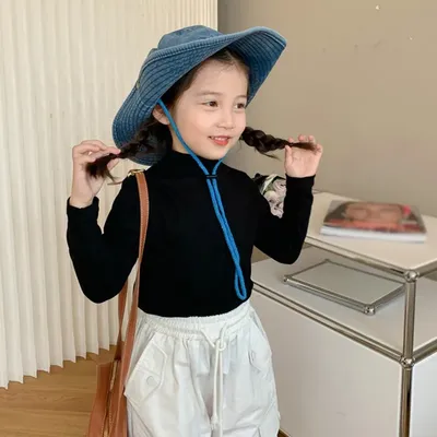 Six Colors Solid Candy Colors Kids Outfits Mock Neck Undershirt Korean Version Full Sleeves Toddler