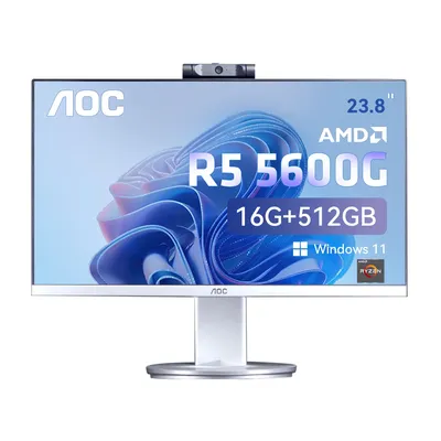 AOC All-in-One Business Desktop AMD R5 5600G 23.8" 16GB RAM 512 GB SSD Windows 11 Home Wi-Fi