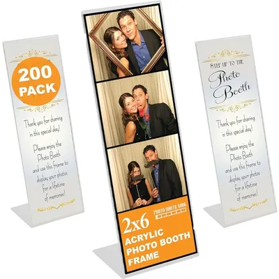 2x6 Slanted Photo Booth Frames (200 Count) | Crystal Clear Acrylic Photo Booth Picture Frame with