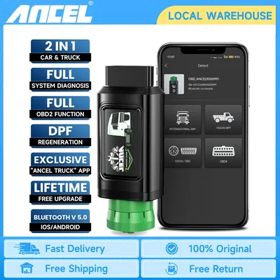 ANCEL HD120 Bluetooth Diesel Heavy Duty Truck Scanner for Volvo/International 9/16 Pin All System