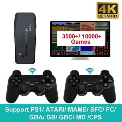 Top Game Console Retro Wireless Double Controller 4K HD Video Game Console 2.4G For PS1/FC/GBA 10000