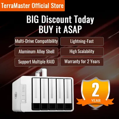 TERRAMASTER D5 Thunderbolt 3 Professional-Grade 5-Bay External Hard Drive Enclosure Hard Disk RAID