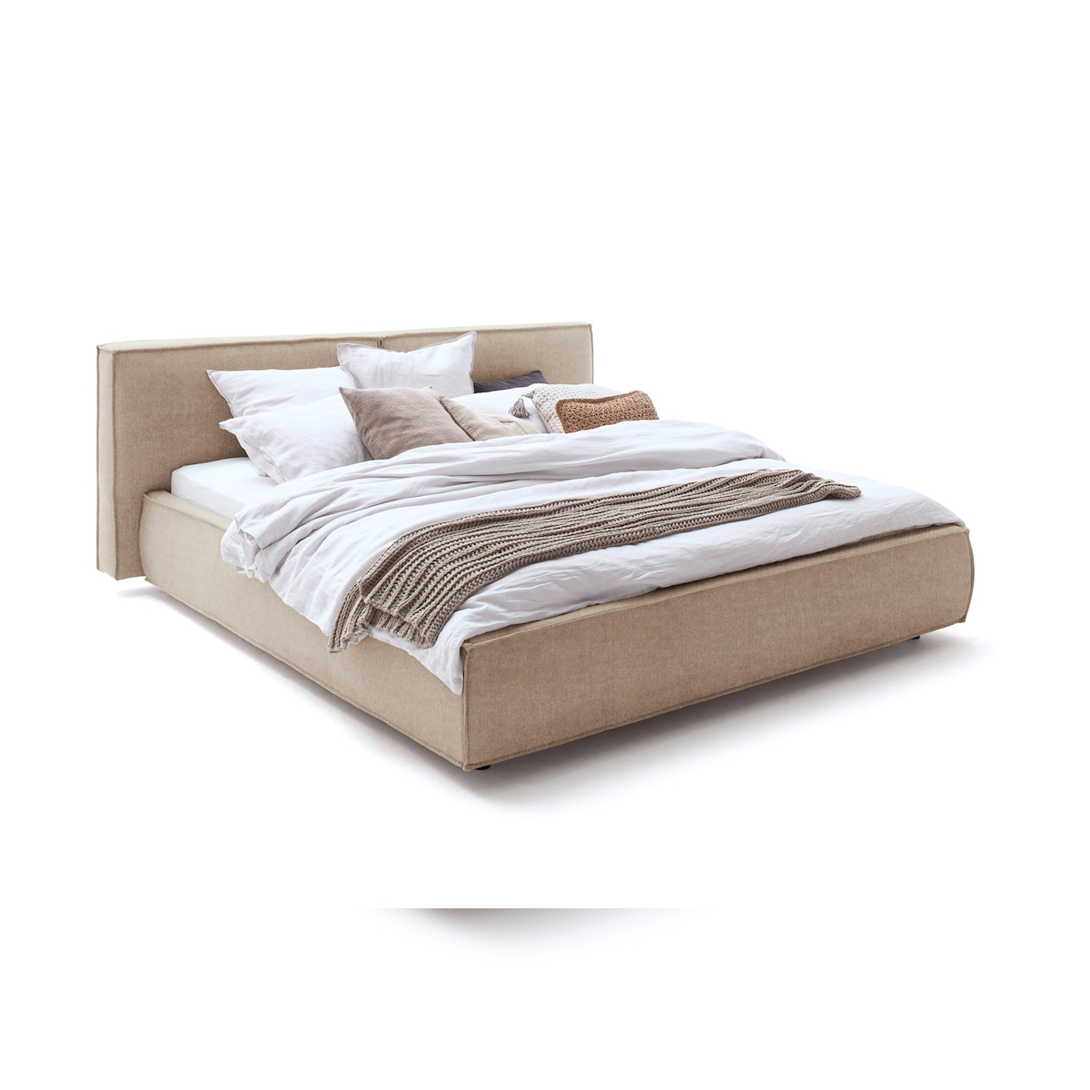 KAWOLA Bett CARLO Polsterbett Stoff steingrau 140x200cm Image