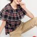 J. Crew Tops | J Crew Edie Stewart Plaid Ruffle Top Black Red Green Size 2 Blouse Tartan Top | Color: Black/Red | Size: 2