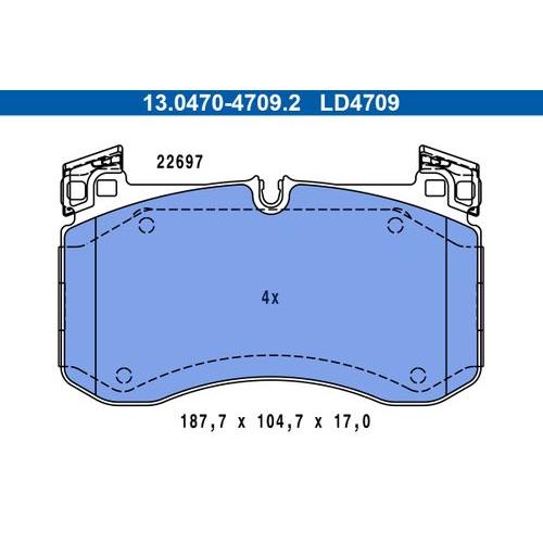 ATE Bremsbelagsatz, Scheibenbremse vorne rechts links für MERCEDES-BENZ 0004205002 A0004205002 13.0470-4709.2